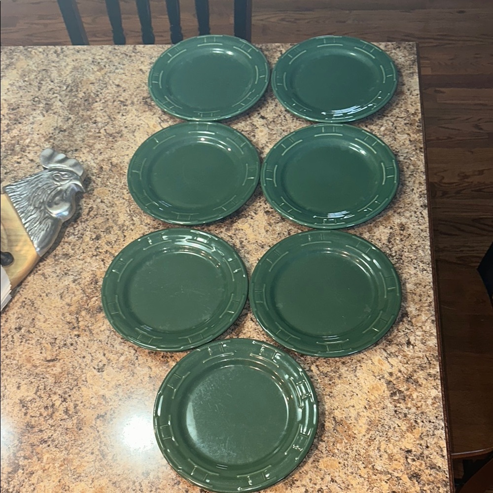 LONGABERGER WOVEN TRADITIONS IVY GREEN SALAD PLATES 8.75” Set of 7